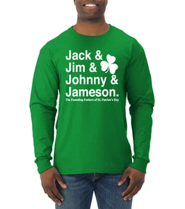 Camisa de manga larga Jack Jim Johnny and Jameson whisky irlandés St Patrick Day para hombre - Imagen 1 de 3