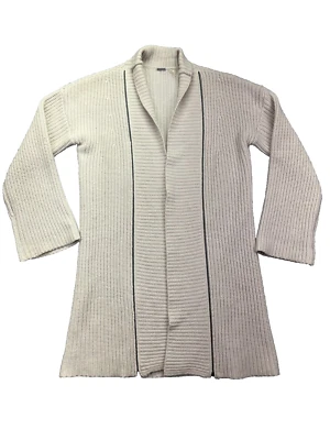 Cárdigan suéter beige para mujer Elie Tahari lana cachemir frente abierto Foto 1 de 4