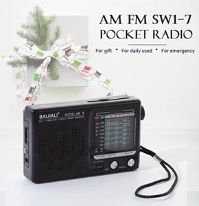 Portable AM FM Radio with Best Reception,Battery Operated or AC Black Emergency - Picture 1 of 6