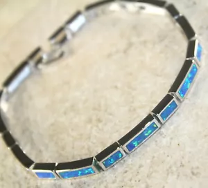 Silber elegant blau Feueropal Armband WB20301 - Bild 1 von 3