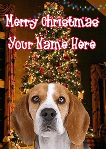 Tarjeta personalizada Beagle árbol de Navidad CUALQUIER NOMBRE Navidad PIDXM502 - Imagen 1 de 1