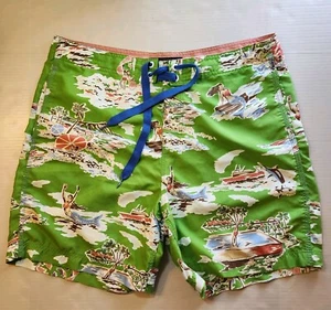 Reyn Spooner Mens Blue Green Fish Mermaid Drawstring Board Shorts size 36 - Picture 1 of 7