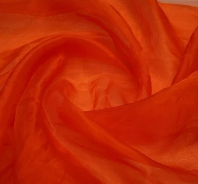 Dark Orange Tissue Organza Fabric Cloth Material for dresses ,Craft, Art  1 YARD - Image 1 of 3