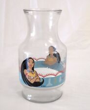 Pocahontas Anchor Hocking Vintage 1995 Disney 9" Glass Carafe Juice Pitcher Vase