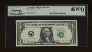 DBR 1969 $1 FRN Boston STAR Fr. 1903-A* Legacy 58 PPQ Serial A02843194* - Picture 1 of 2