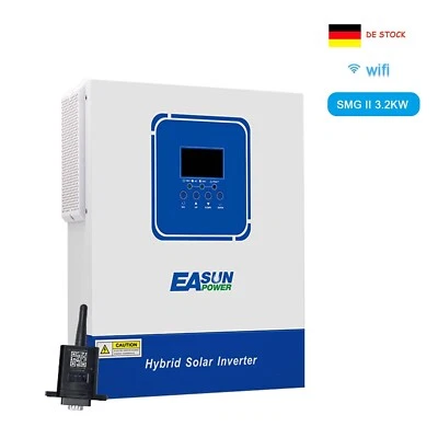 EASUN Inversor Solar Híbrido 24V 3200W Off Grid Seno Puro MPPT 100A 60-550VDC