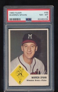 PSA 8   1963 Fleer   Warren Spahn  # 45       All PSA 8