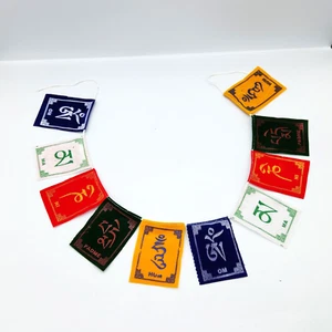 OM Mani Padme Hum Velvet Prayer Flag - Picture 1 of 2