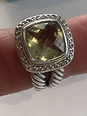 Authentic David Yurman albion Citrine 11mm Diamonds Ring Size 7.5 - Image 1 of 4