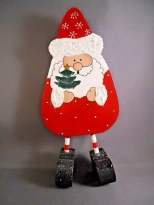 Santa Claus Christmas Tree Wooden Wood Handmade Craft 9" - Picture 1 of 3