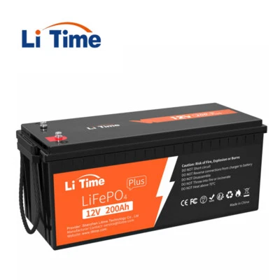 Batería de litio Litime 12V 200Ah PLUS LiFePO4 incorporada 200A BMS para RV solar Foto 1 de 4