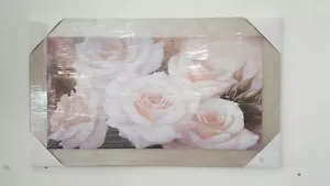 QUADRO MODERNO CON ROSE DA PARETE IN LEGNO CORNICE TORTORA E GLITTER ARREDO CASA - Imagen 1 de 1
