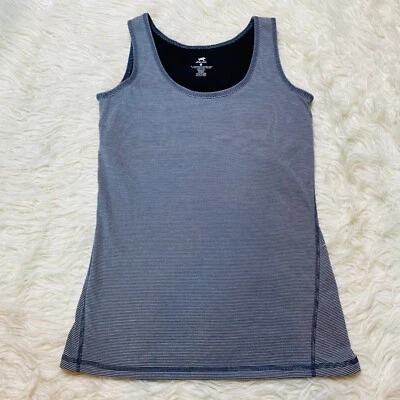 Camiseta sin mangas Horny Toad para mujer XS Tank ropa deportiva tejida sin mangas azul marino a rayas Foto 1 de 4