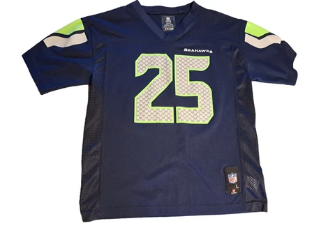 NFL Team Apparel Seattle Seahawks Youth Size Large Blue And Green Sherman Jersey Cover