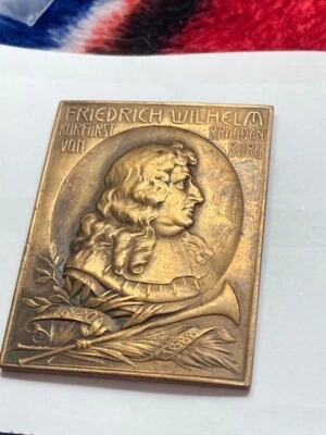 Placa de bronce Freidrich Wilhelm Brandenburg 1620-1688 38 mm x 50 mm Foto 1 de 2