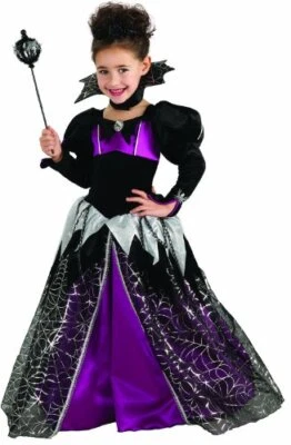Spider Queen Little Princess Medieval Gothic Fancy Dress Halloween Child Costume - Image 1 of 2