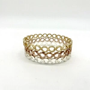 Bangle Bracelet Set Gold Silver Rose Gold Tone Stackable Fashion Jewelry - Picture 1 of 3