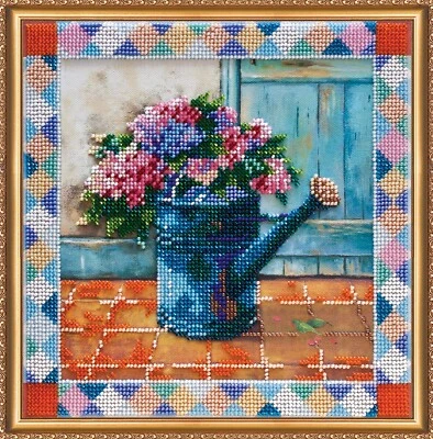 DIY Bead Embroidery Needlepoint Kit "Hydrangea meets " Stitching Handmade - Image 1 of 4