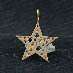 Ciondolo stella placcato oro argento sterling pietra preziosa zaffiro multi gioiello - Foto 1 di 10