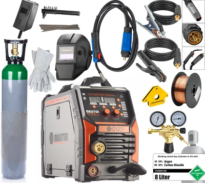 MIG MAG MMA TIG Welder 250A Weld Synergy Machine Shield gas cylinder + regulator - Image 1 of 4