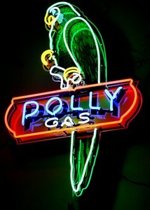 Large Garage Polly Gas Parrot & Logo Neon