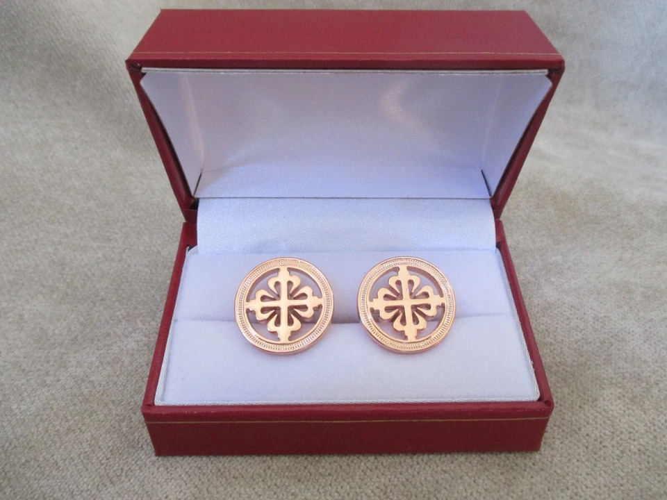 Gemelos Patek Philippe Genuinos Borde Moneda Concesionarios Oro Rosa con Caja de Regalo Foto 1 de 4