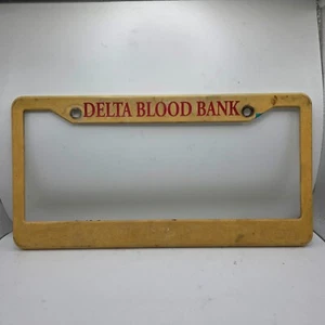 Delta Blood Bank Yellow Plastic License Plate Frame California Front Or Rear - Picture 1 of 2