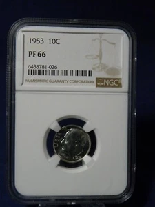 1953 10c Silver Proof Roosevelt Dime NGC PF 66  -1- - Picture 1 of 8