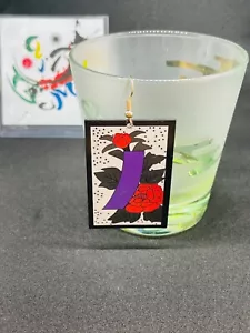 Japanese Jewelry Earrings moutan and purple tag Hana Fuda June kimetsu mint - Picture 1 of 13