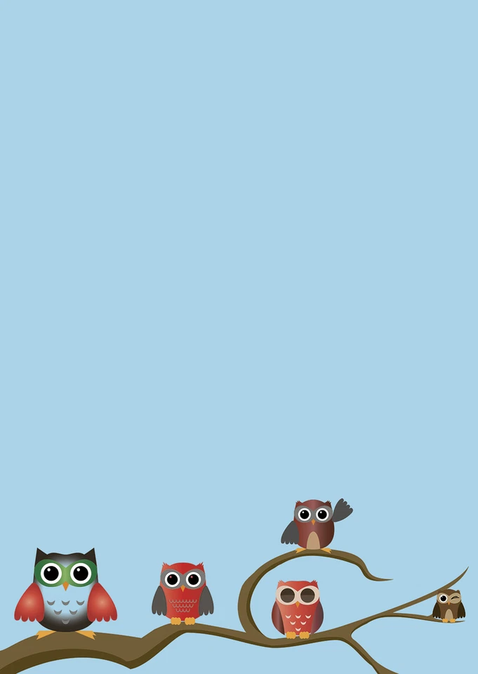 IDEENSTADL - HAPPY EULE Happy Eule Motivpapier Briefpapier Eulen blau 20 Blatt DIN A4 Kinderpost Mädchen