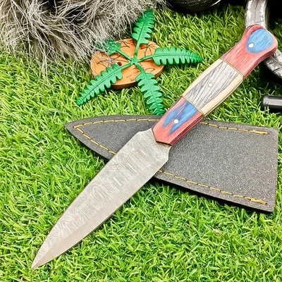 Handmade DAMASCUS STEEL KNIFE Boot Knife, Dagger knife , W/SHEATH TN-9987 - Image 1 of 4