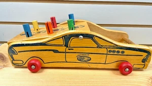 Vintage American Teach N Fun Holz Rennwagen Hering Spielzeug - Bild 1 von 4