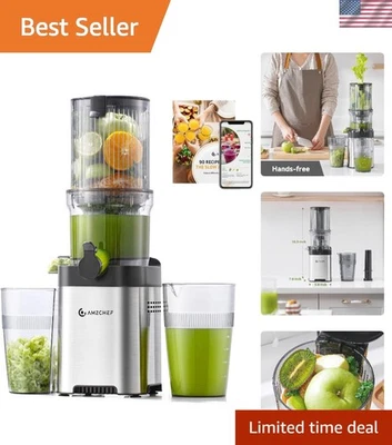 Exprimidor de masticación lenta de acero inoxidable: silencioso, eficiente y fácil de usar Foto 1 de 4