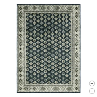 Wyatt & Ash Machine Washable Indoor Area Rug- Beatrice Navy - 5ft 3in x 7ft 5in - Image 1 of 4