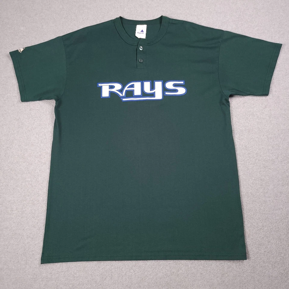 Camisa De Colección Tampa Bay Devil Rays Hombres 2XL Verde Majestuosa Años 90 Hecha en EE. UU. Henley Foto 1 de 4