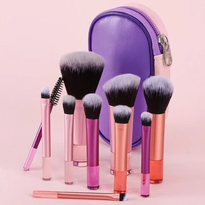 10 Stück Mini Reise Make-up Pinsel Set Sleek&Minimalist mit tragbarer Aufbewahrungstasche