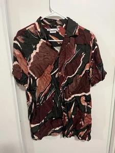 Zara Shirt Mens Small Multicolor Abstract Regular Fit Button Up Casual Top M - Picture 1 of 6