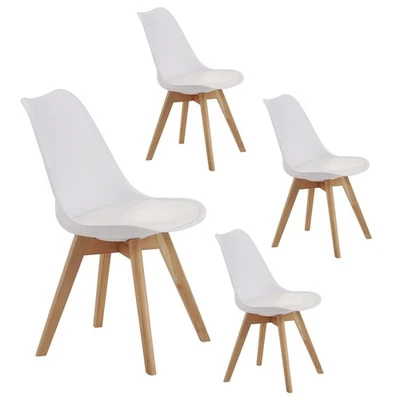Dining chair Set of 4 Modern Kitchen Chairs w/Wide Seat, High Back Wood Leg, Whi - Image 1 of 4