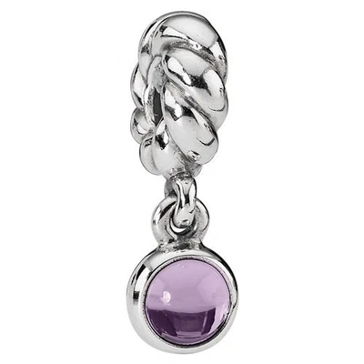 Authentic PANDORA Retired Sterling Silver Amethyst Disk Dangle - 790435AM - Image 1 of 4