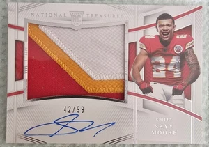 2022 PANINI NATIONAL TREASURES SKYY MOORE 3 CLR PATCH AUTO ROOKIE SP #'D /99 - Picture 1 of 2