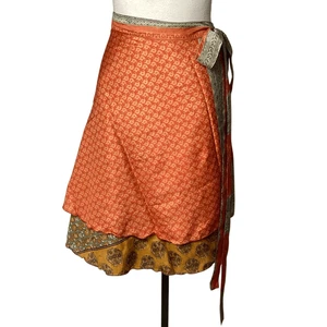 NWT Wevez Reversible Wrap Skirt Silk Women’s XL Bohemian Boho Chic - Picture 1 of 8