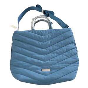 Samantha Brown To Go Quilted Crossbody Puffer Bag Tote Purse Lg Blue Hand Warmer - Picture 1 of 16