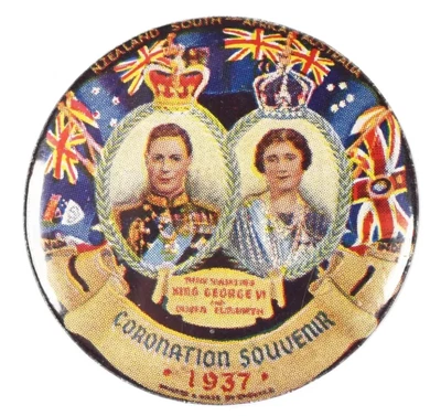 Vintage Old King George VI 1937 Coronation Souvenir Metal Button Brooch Badge - Image 1 of 2
