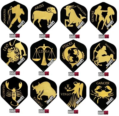 Dart 3,6 oder 9 Stück One80 Flights - Sternzeichen Horoskop - Motive wählbar -