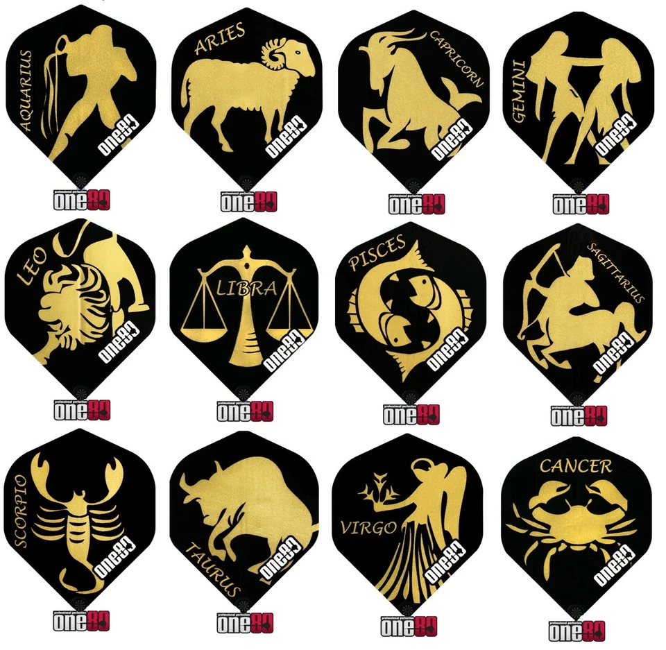 Dart 3,6 oder 9 Stück One80 Flights - Sternzeichen Horoskop - Motive wählbar -