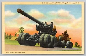 Postcard 155mm Gun Field Artillery Fort Bragg North Carolina Unposted linen - Picture 1 of 2
