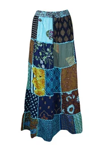 Vintage Boho Hippie Gypsy Maxi Patchwork Skirt Rayon Printed Beach Long Skirts 