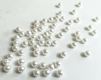 PERLANDO: 50 EDLE ALTE WACHSPERLEN AUS NEU GABLONZ WEISS 5 MM (91/6) - Bild 1 von 4