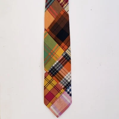 Corbata de cuello vintage colorida con estampado de madras 60" x 4" Gaede's Rivetz of Boston Foto 1 de 4