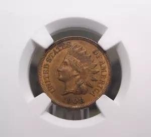 1908 "S" Indian Head Cent Penny 1c NGC Unc Detail #008 Uncirculated ECC&C, Inc. - Picture 1 of 4
